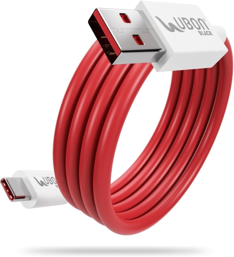 UBON 65W Type-C 1mtr Fast Charging Cable|Dash Charge, VOOC, QC (Quick Charge), Wrap Charge, and Turbo Fast Charging | All Type-C enabled Devices | 480Mbps Data Sync, (WR521) (Red)